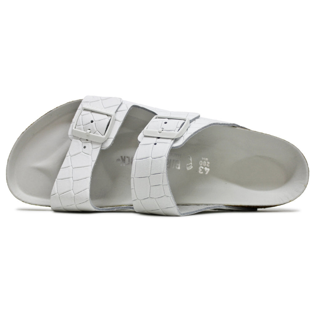 Birkenstock Arizona BS Embossed Natural Leather Unisex Sandals#color_white